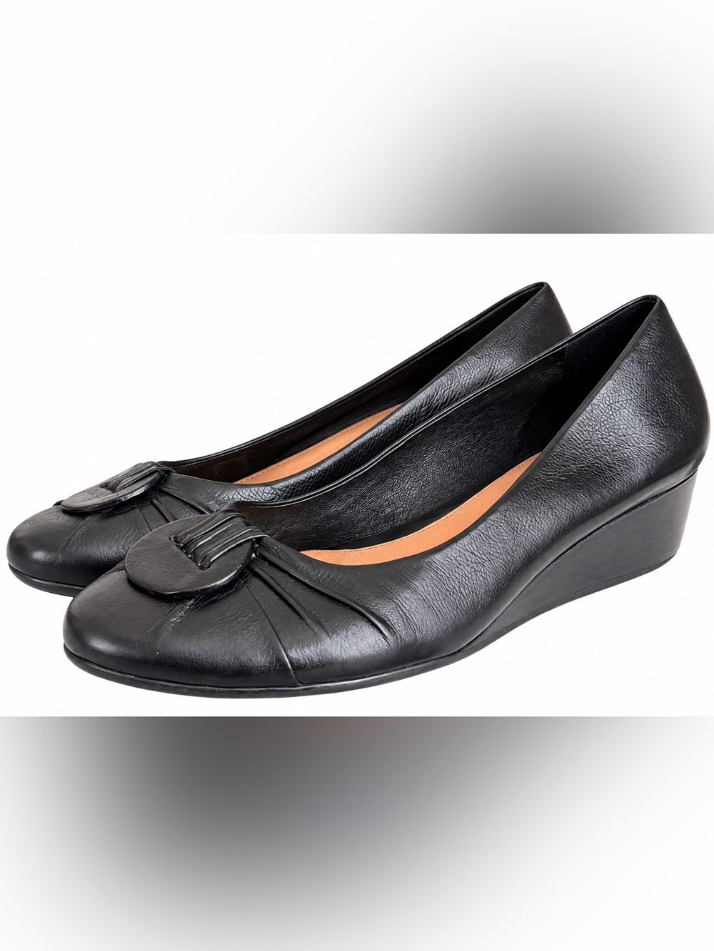 Nurture Joliet Black Leather Comfort Wedge Shoes 10M